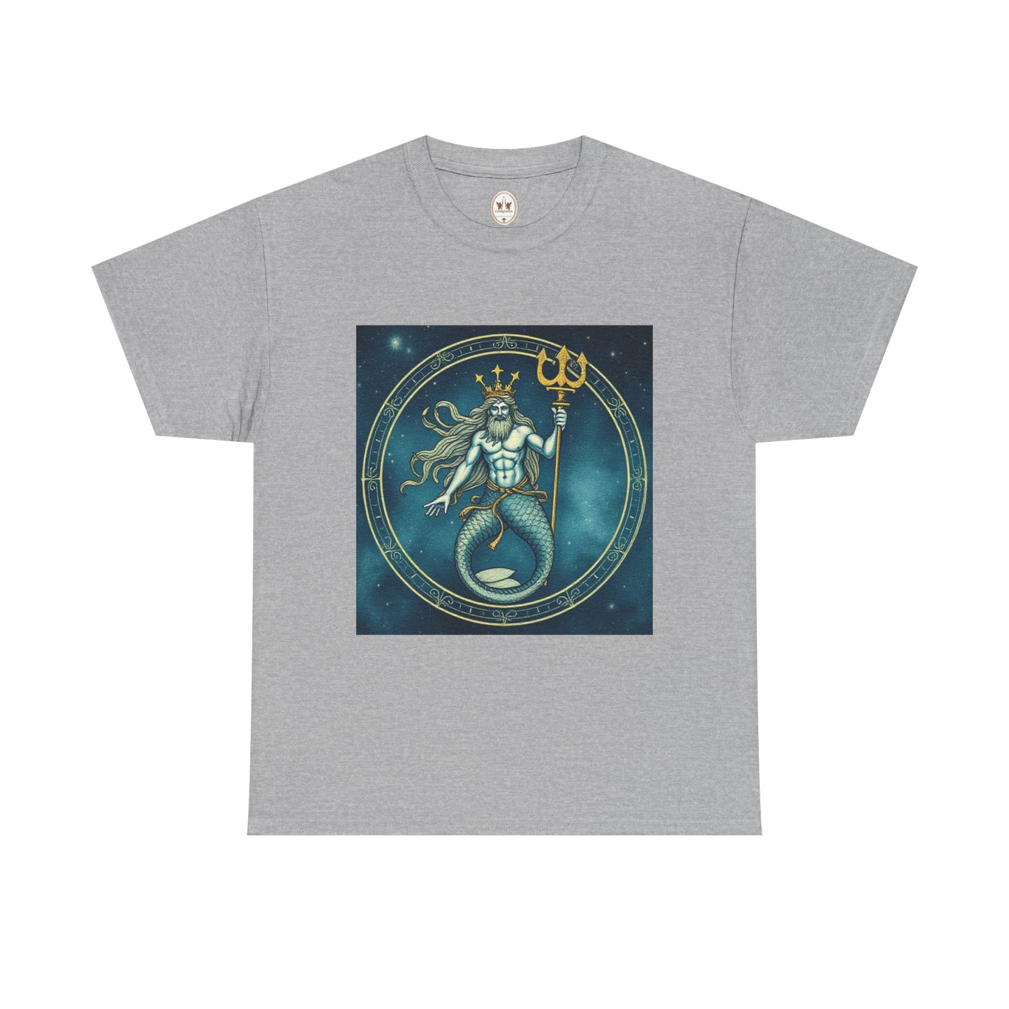 Unisex Heavy Cotton T-Shirt, Aquarius God 5v, Zodiac Design