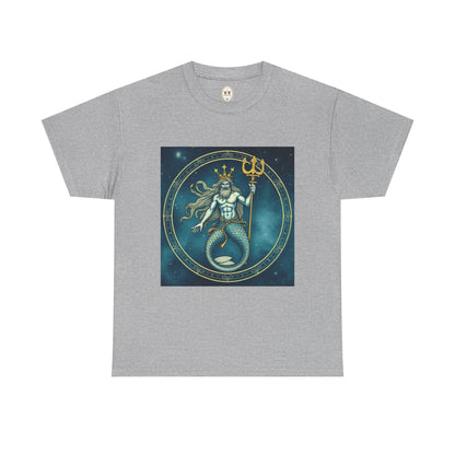 Unisex Heavy Cotton T-Shirt, Aquarius God 5v, Zodiac Design