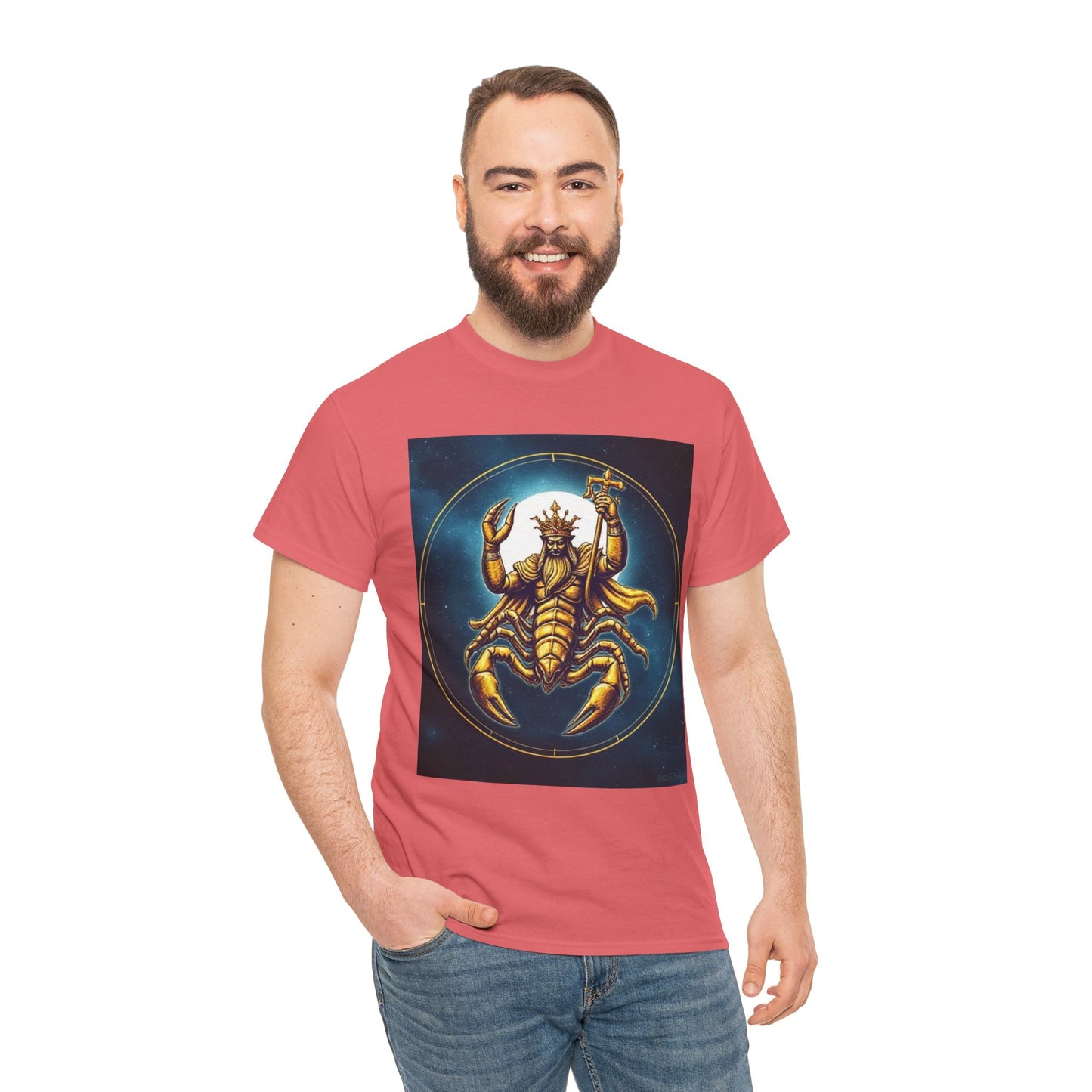 Unisex Heavy Cotton T-Shirt, Moon v1, Scorpio Zodiac Design