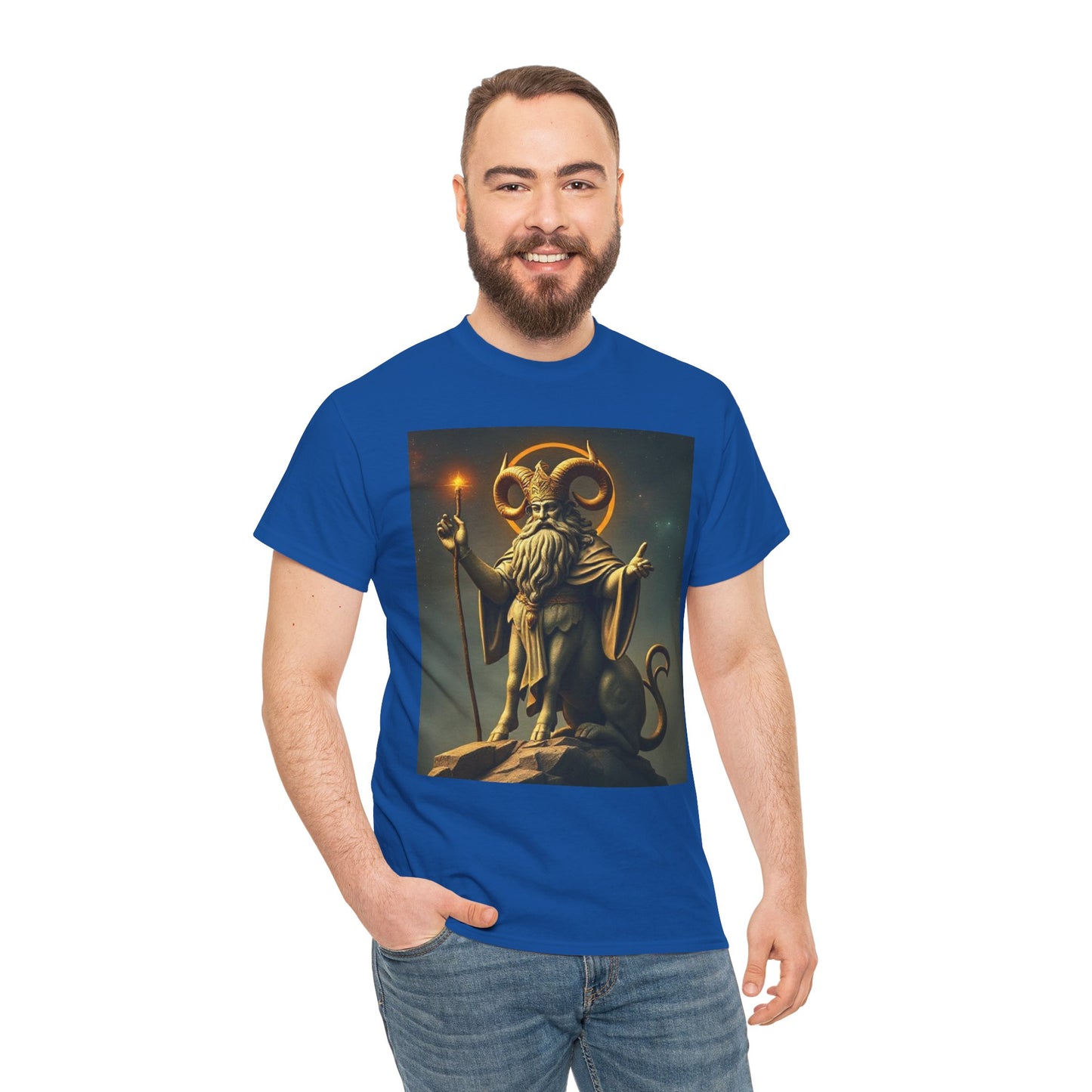 Unisex Heavy Cotton T-Shirt, Taurus God v1, Zodiac Design