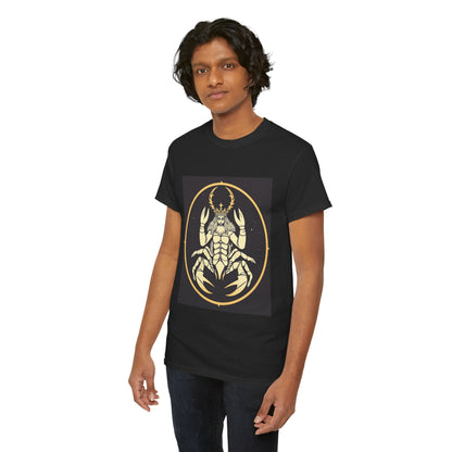 Unisex Heavy Cotton T-Shirt, Scorpio King, Print Art, Zodiac Design