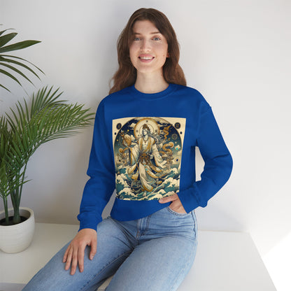 Unisex Heavy Blend™ Crewneck Sweatshirt, Anime Capricorn God,  Zodiac Design