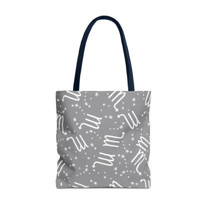 Tote Bag, Scorpio Zodiac Sign, AOP, (Grey, White)