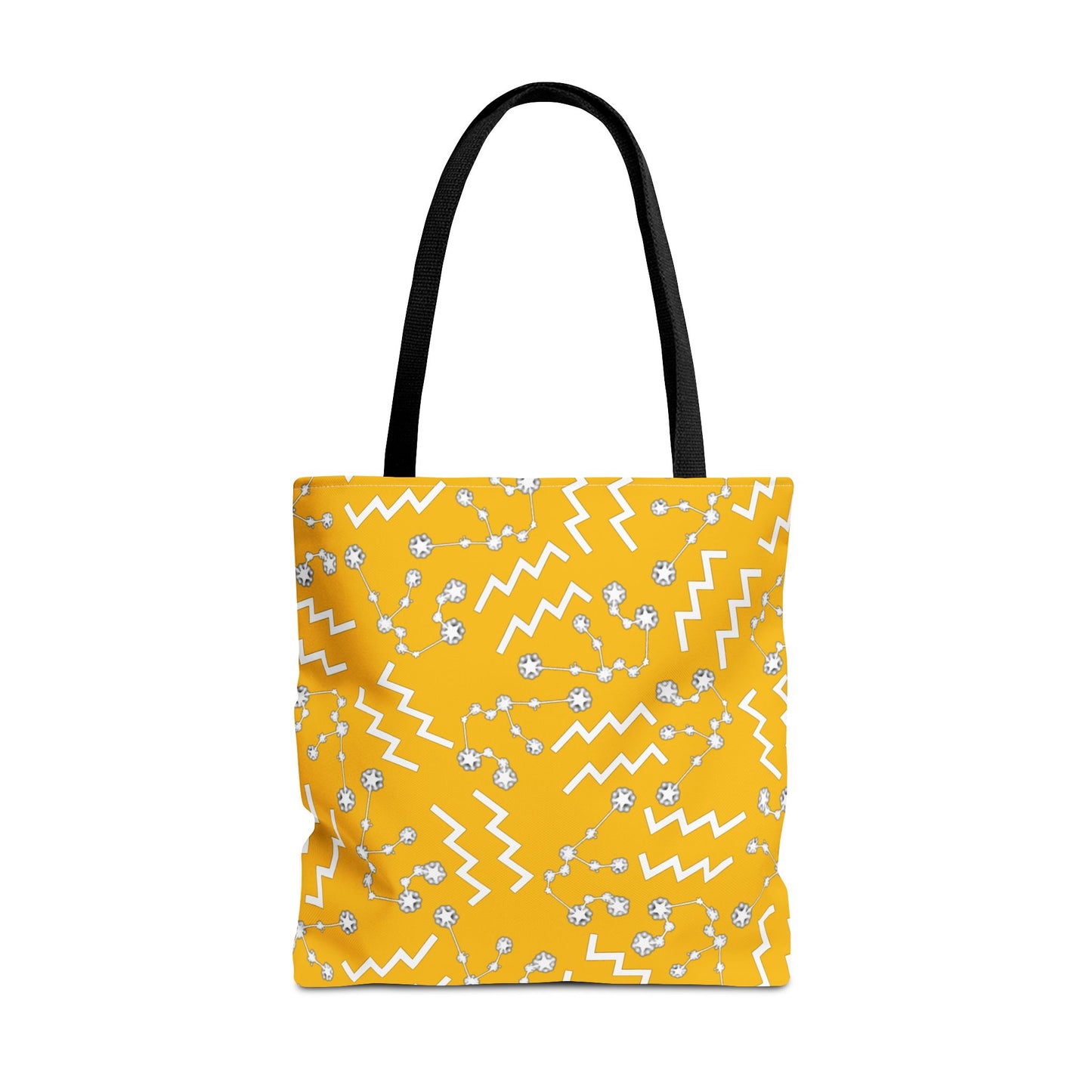 Tote Bag, Aquarius Zodiac Sign, AOP, (Yellow, White)