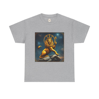 Unisex Heavy Cotton T-Shirt, King of Lions, Leo Zodiac Design