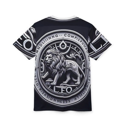 Unisex Cut & Sew T-Shirt (AOP), Lion Coin, Leo Zodiac Design, Regular fit, 100% Polyester