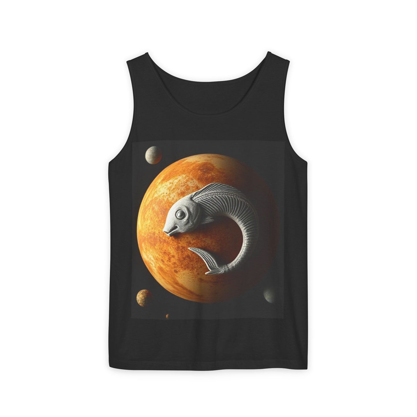 Unisex Garment-Dyed, Tank Top, Pisces Design, Space Animal, 100% US cotton