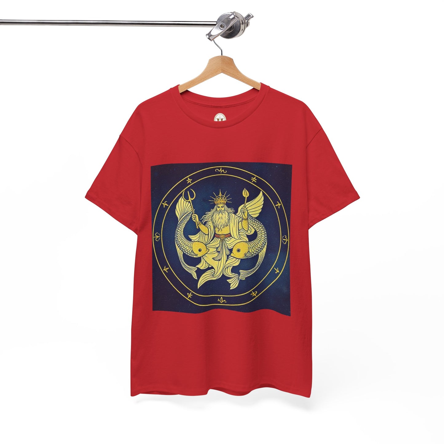 Unisex Heavy Cotton T-Shirt, King of Pisces, Zodiac Design