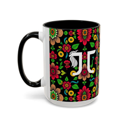 Accent Coffee Mug, Gemini, Zodiac v4, Flower Pattern, (11, 15oz)
