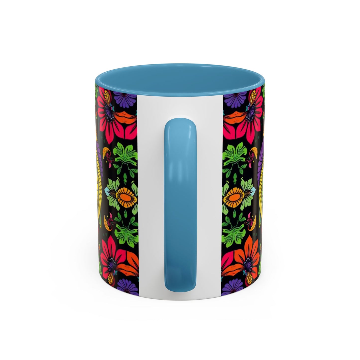 Accent Coffee Mug, Pisces, Zodiac v3, Flower Pattern, (11, 15oz)