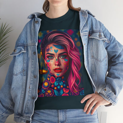 Unisex Heavy Cotton T-Shirt, Libra, Zodiac v2, Sexy Art