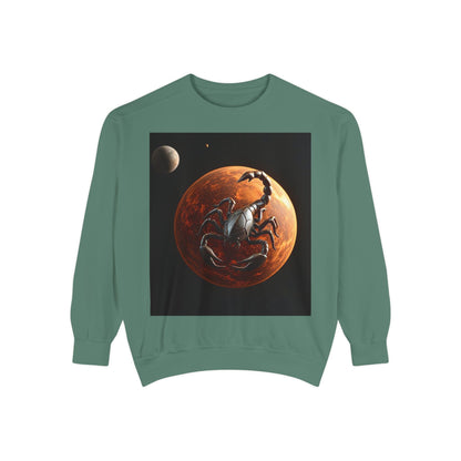Garment-Dyed Sweatshirt, Unisex, Space Animal Design, Scorpio