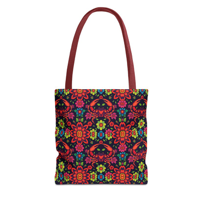 Tote Bag, (AOP), Cancer, Zodiac, Flower Pattern