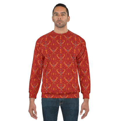 Unisex Sweatshirt (AOP), Sagittarius, Zodiac v1, Jewel Pattern