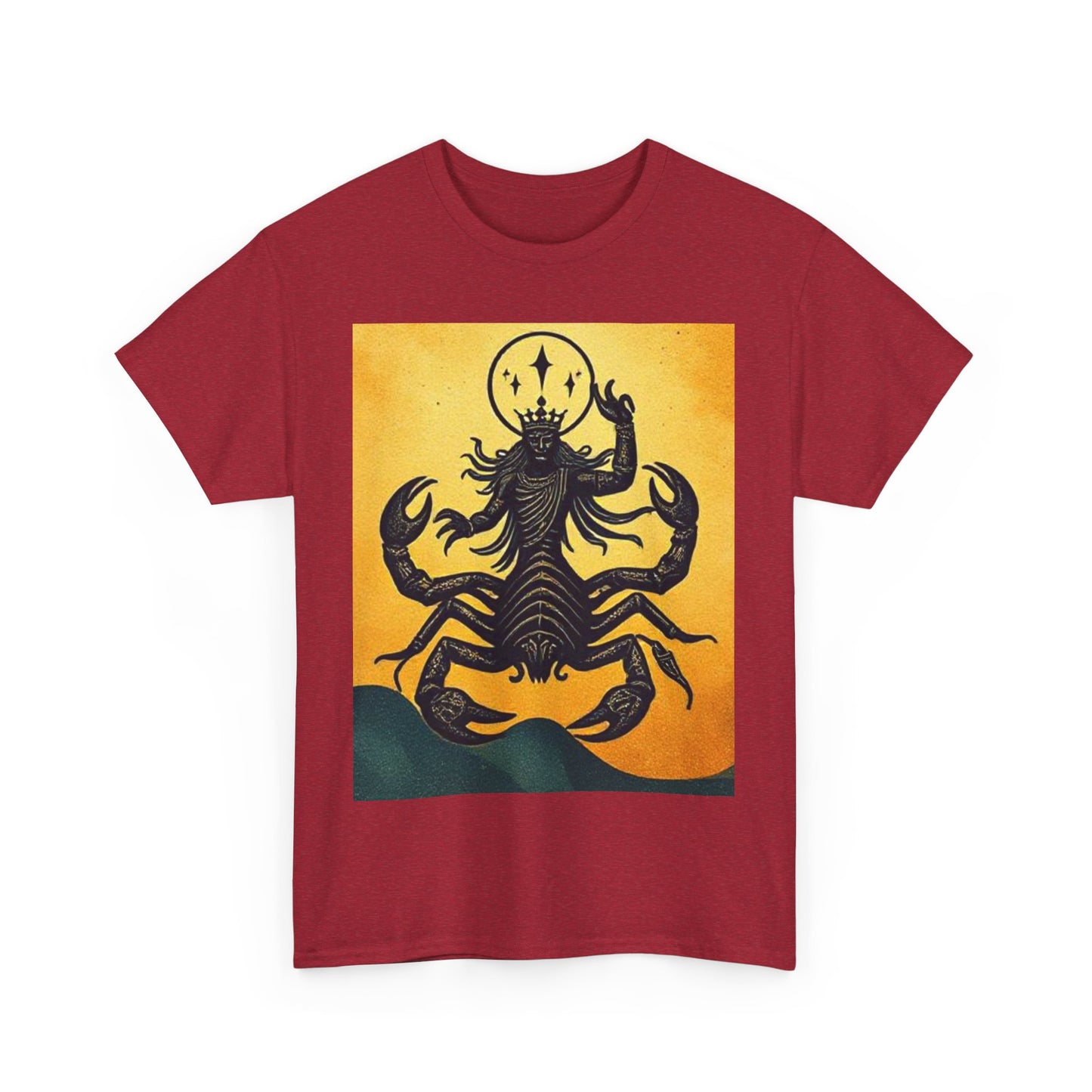 Unisex Heavy Cotton T-Shirt, Scorpion King, Print Art v1, Scorpio Zodiac Design