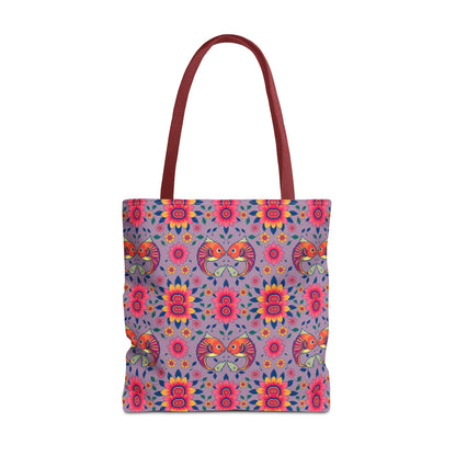 Tote Bag (AOP), Pisces, Zodiac v2, Flower Pattern