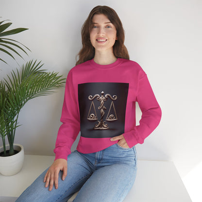 Unisex Heavy Blend™ Crewneck Sweatshirt, Brown Scale, Libra Zodiac Design