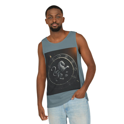 Unisex Garment-Dyed, Tank Top, Leo Design, Space Animal, 100% US cotton
