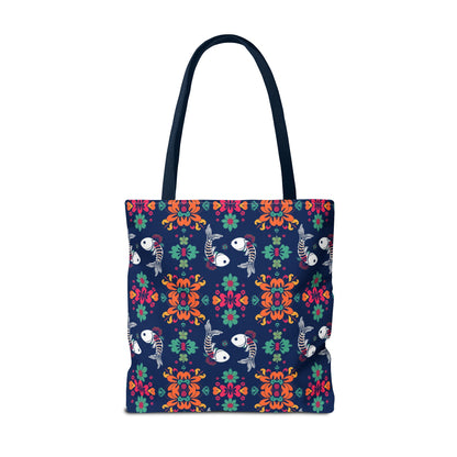 Tote Bag (AOP), Pisces, Zodiac, Flower Pattern