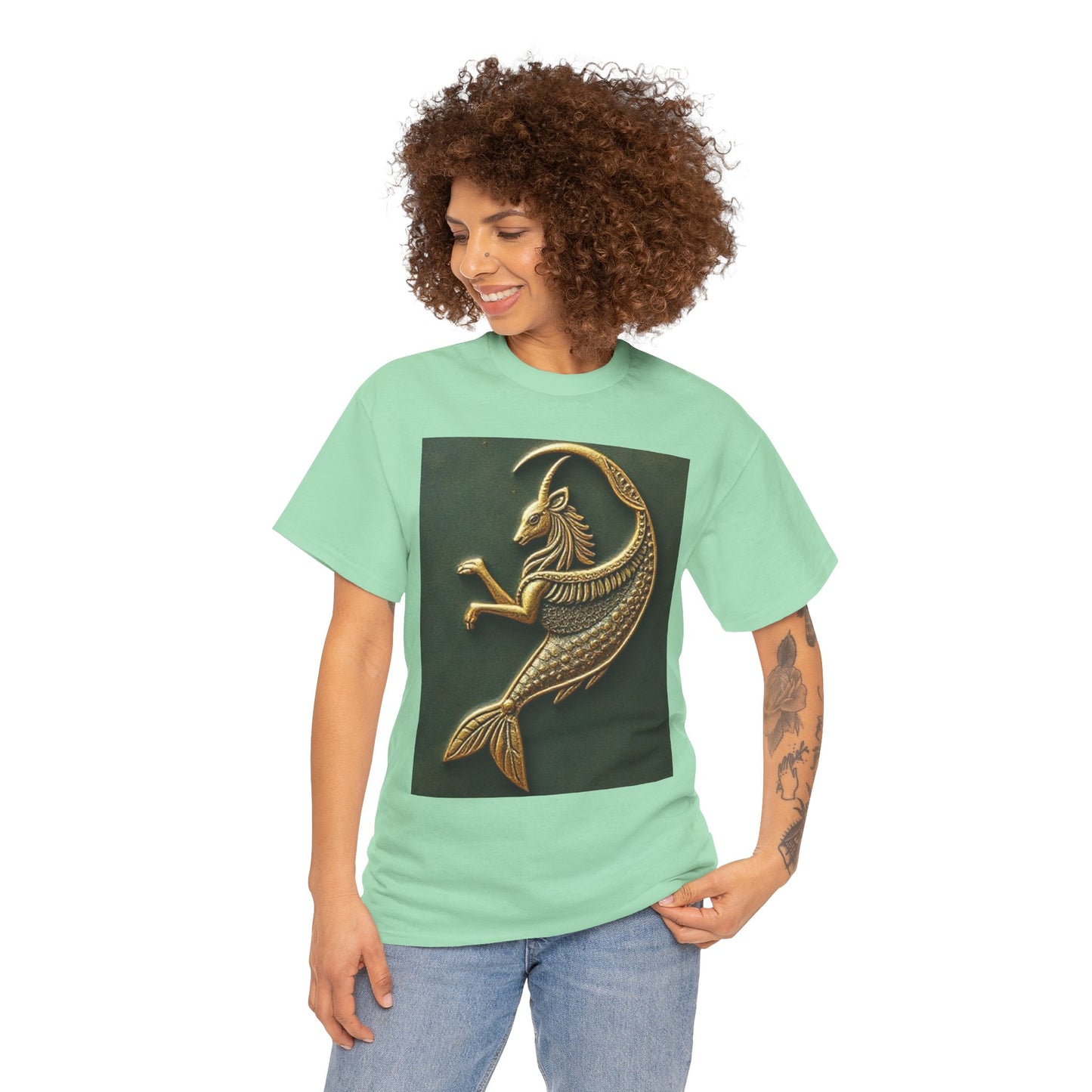 Unisex Heavy Cotton T-Shirt, Capricorn Animal. Symbol, Zodiac Design