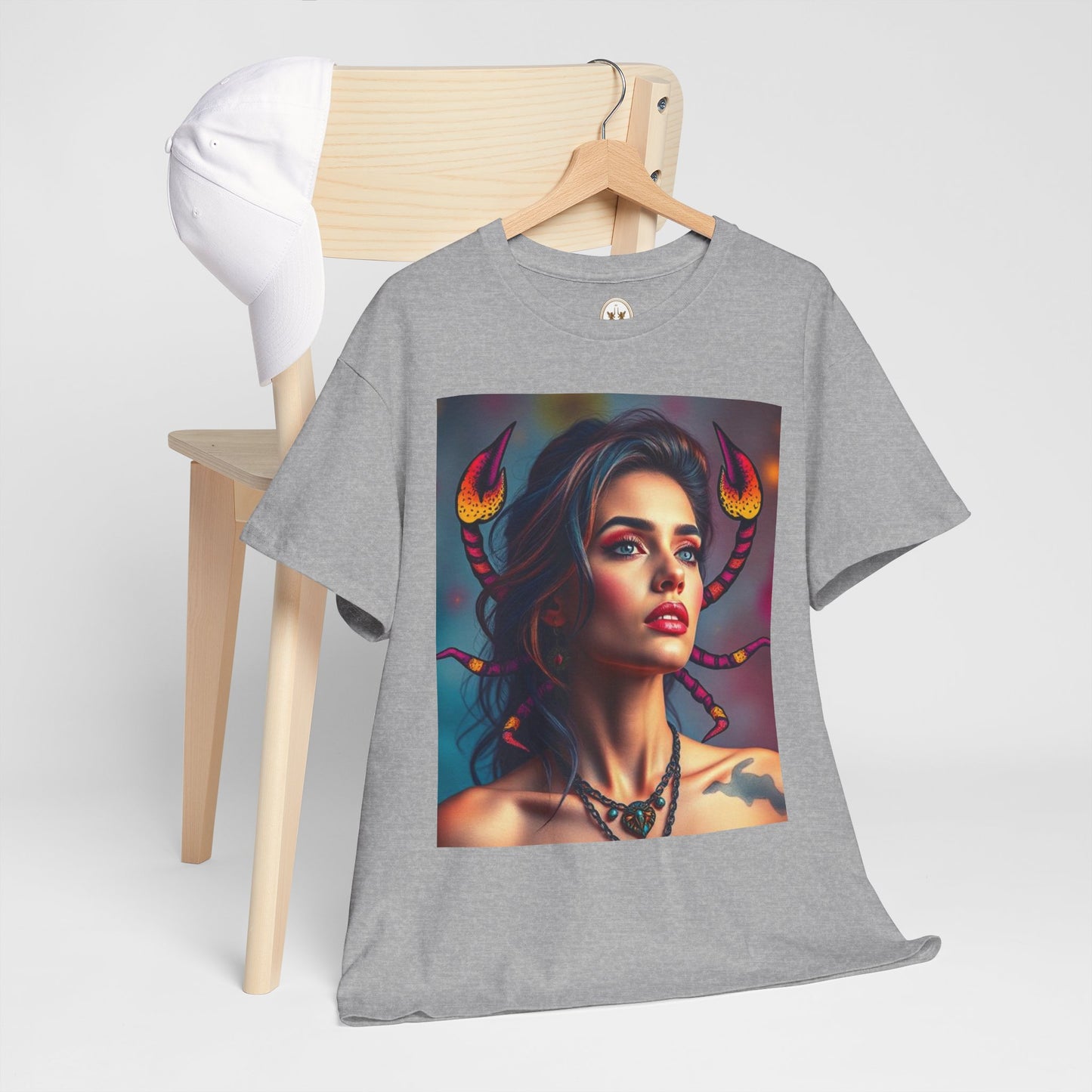 Unisex Heavy Cotton T-Shirt, Scorpio, Zodiac v2, Sexy Art
