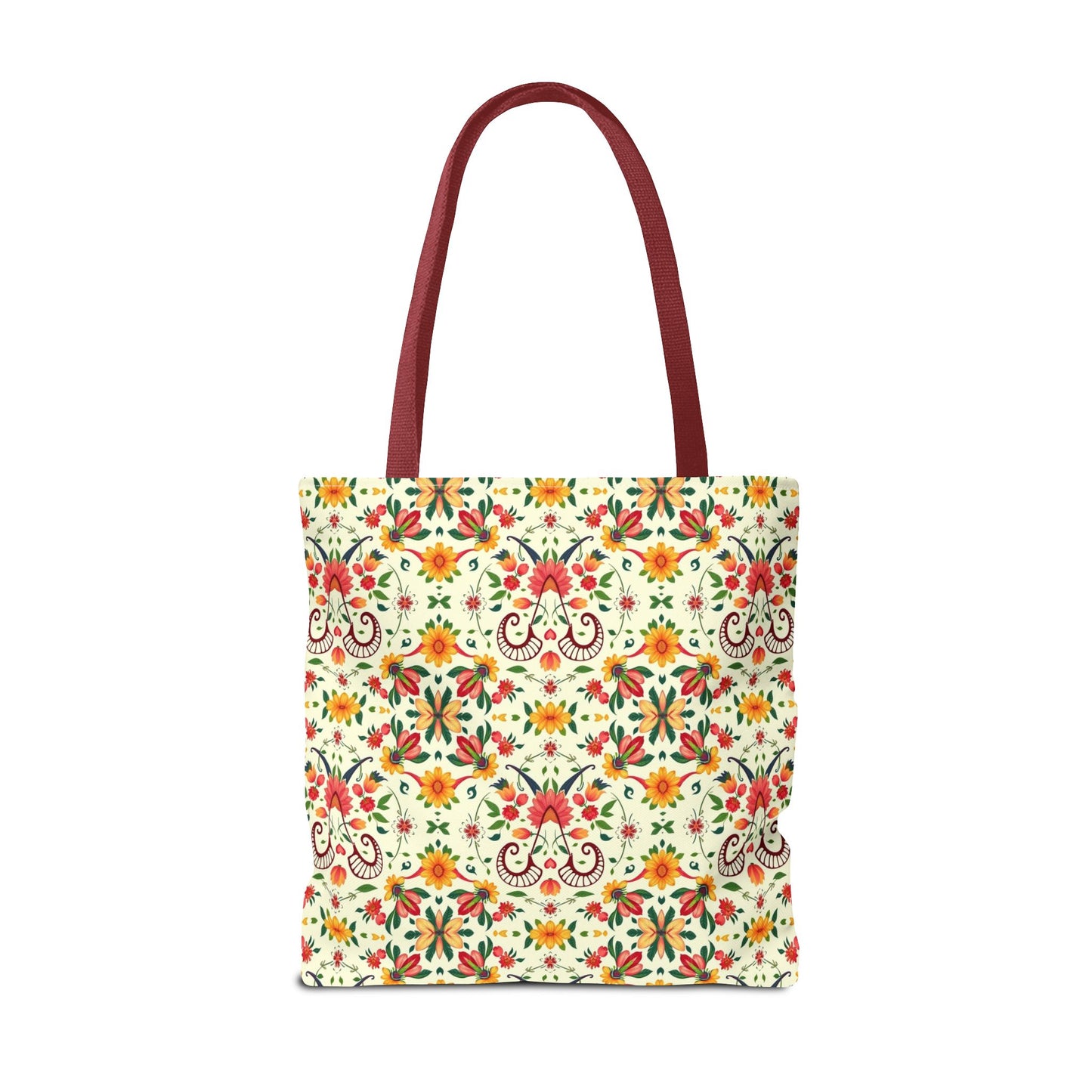 Tote Bag, (AOP), Aries, Zodiac v6, Flower Pattern