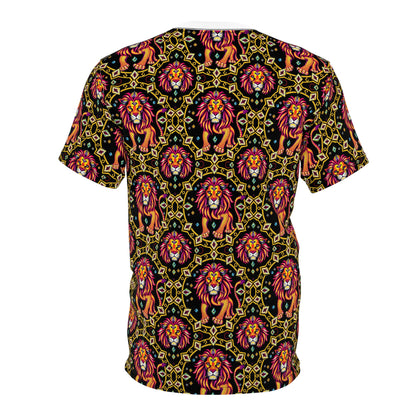 Unisex Cut & Sew T-Shirt, (AOP), Leo, Zodiac v2, Jewels Pattern