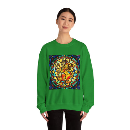 Unisex Heavy Blend™ Crewneck Sweatshirt, Glass 1, Leo Zodiac Design
