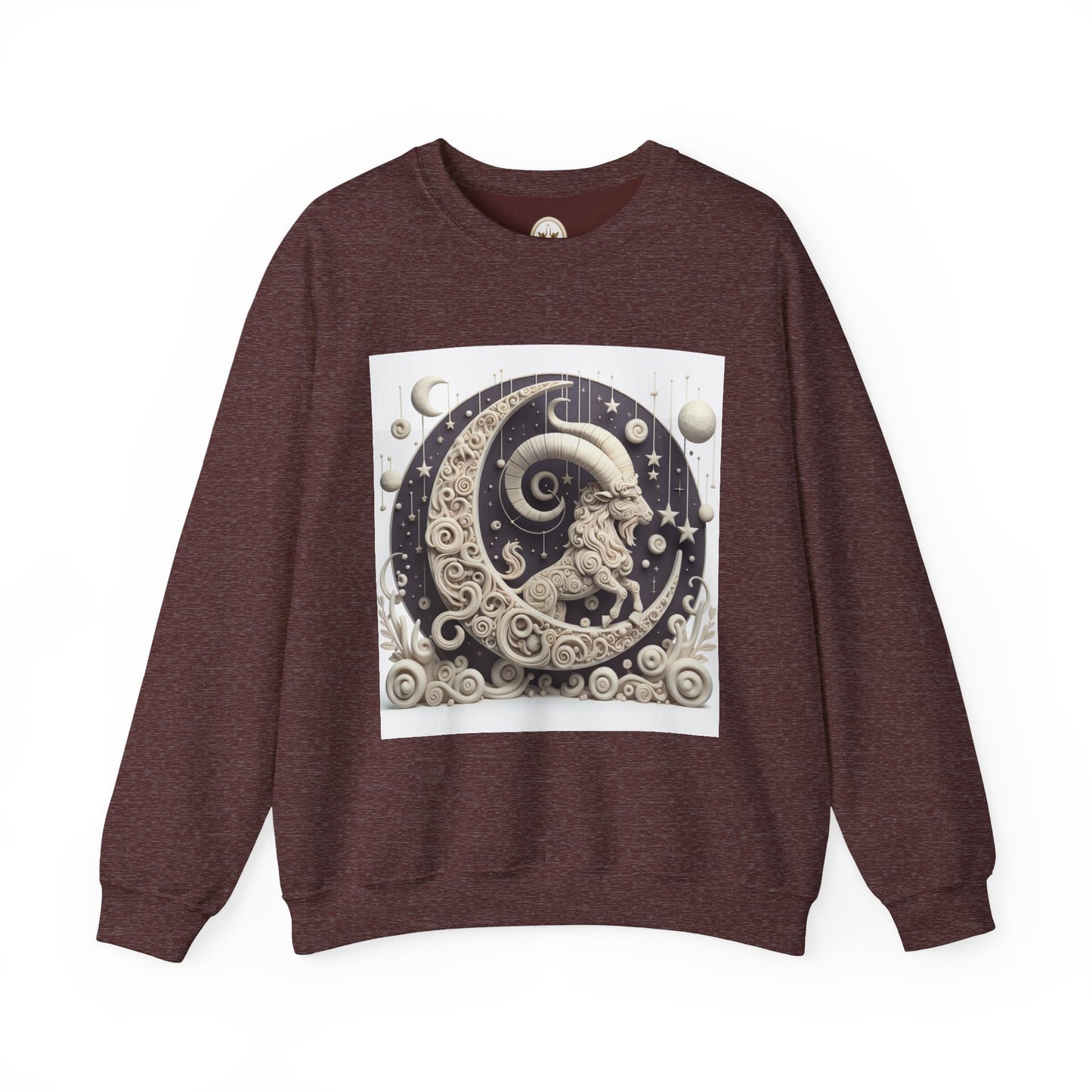Unisex Heavy Blend™ Crewneck Sweatshirt, Stone Moon, Capricorn Zodiac Design