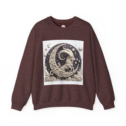 Unisex Heavy Blend™ Crewneck Sweatshirt, Stone Moon, Capricorn Zodiac Design