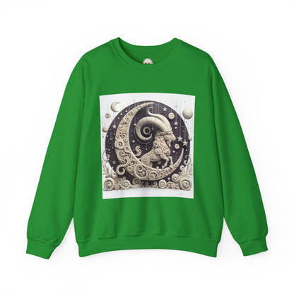 Unisex Heavy Blend™ Crewneck Sweatshirt, Stone Moon, Capricorn Zodiac Design
