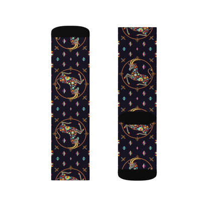 Sublimation Socks, Capricorn, Zodiac v4, Jewel Pattern