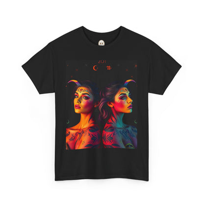 Unisex Heavy Cotton T-Shirt, Gemini, Zodiac, Sexy Art