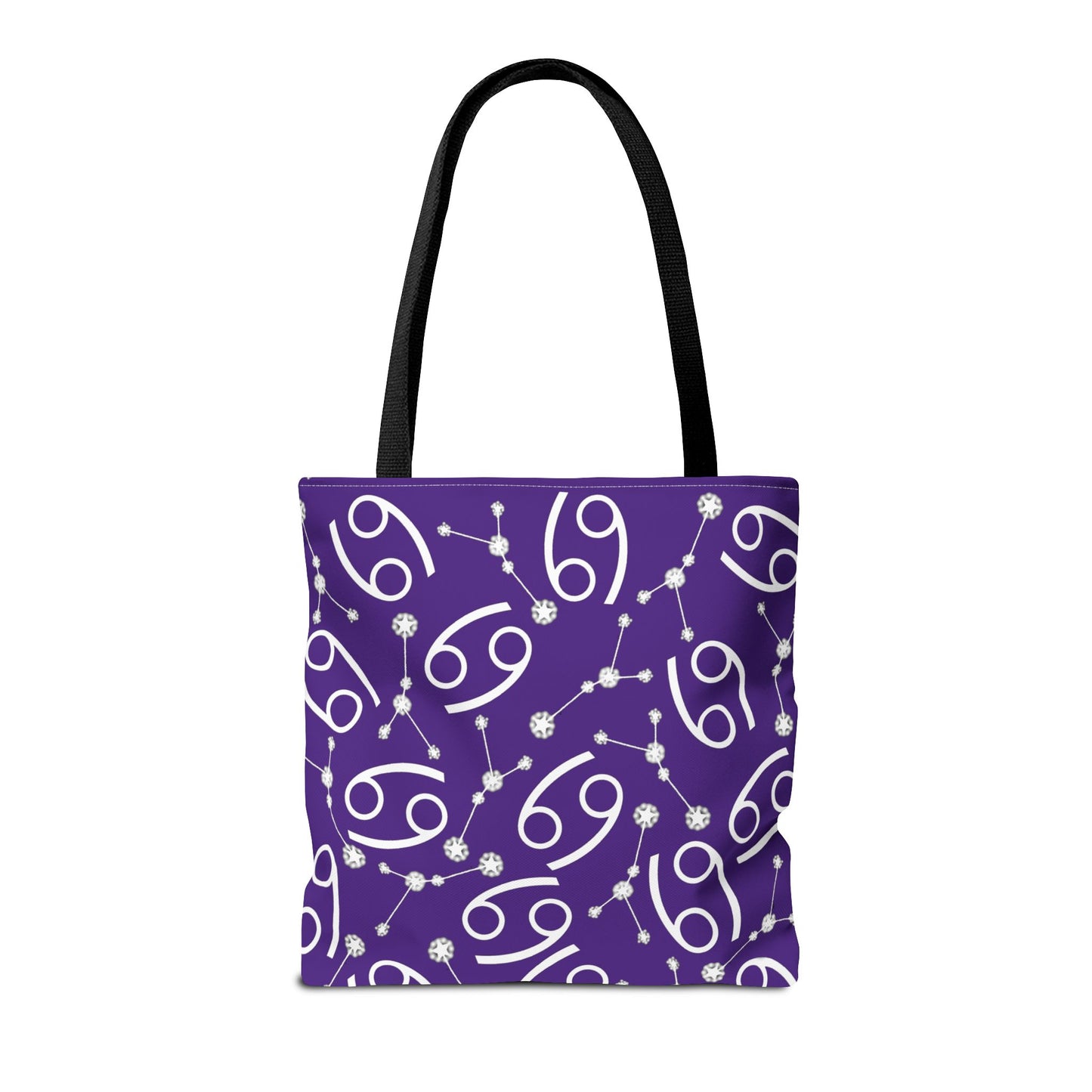 Tote Bag, Cancer Zodiac Sign, AOP, (Purple, White)
