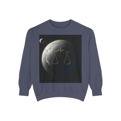 Garment-Dyed Sweatshirt, Unisex, Space Animal Design, Libra