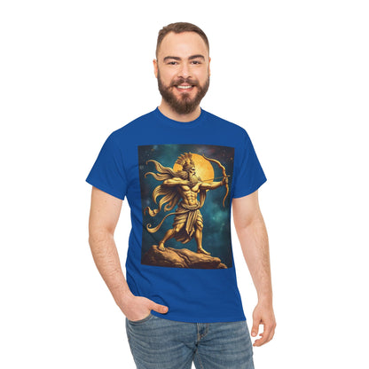 Unisex Heavy Cotton T-Shirt, Midnight Arrow, Sagittarius Zodiac Design