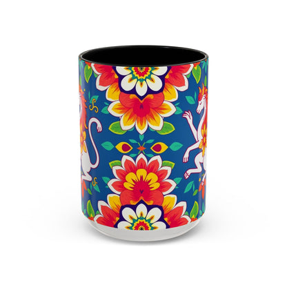 Accent Coffee Mug, Virgo, Zodiac v3. Flower Pattern, (11, 15oz)