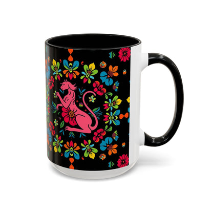 Accent Coffee Mug, Zodiac. Virgo, Flower Pattern, (11, 15oz)