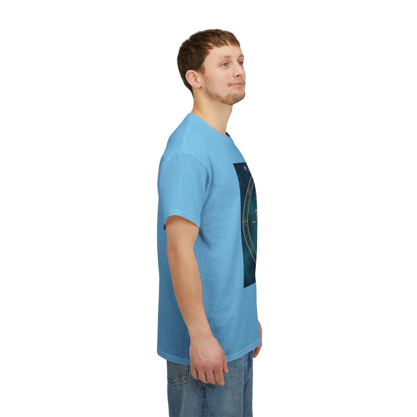 Unisex Heavy Cotton T-Shirt, Aquarius God 6v, Zodiac Design