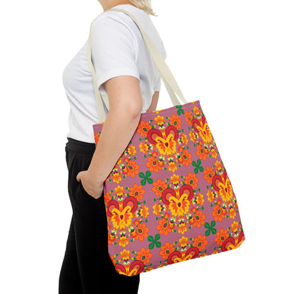 Tote Bag (AOP), Aries, Zodiac v1, Flower Pattern