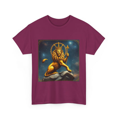 Unisex Heavy Cotton T-Shirt, King of Lions, Leo Zodiac Design