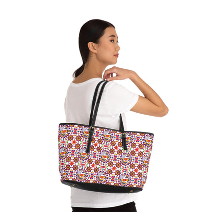 Leather Shoulder Bag, Sagittarius, Zodiac v1, Flower Pattern