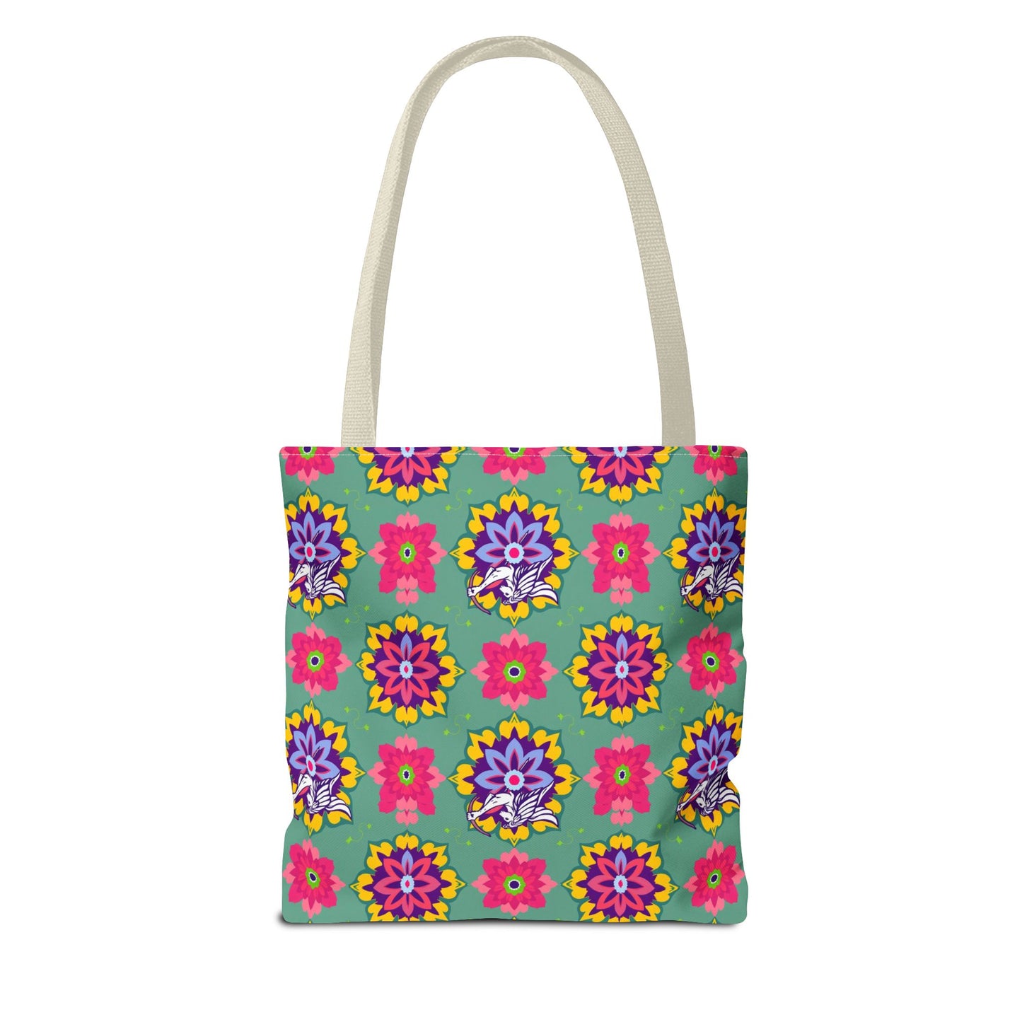 Tote Bag, (AOP), Sagittarius, Zodiac v4, Flower Pattern