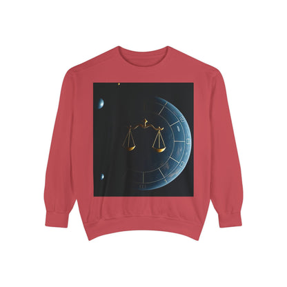 Garment-Dyed Sweatshirt, Unisex, Space Animal Design v1, Libra