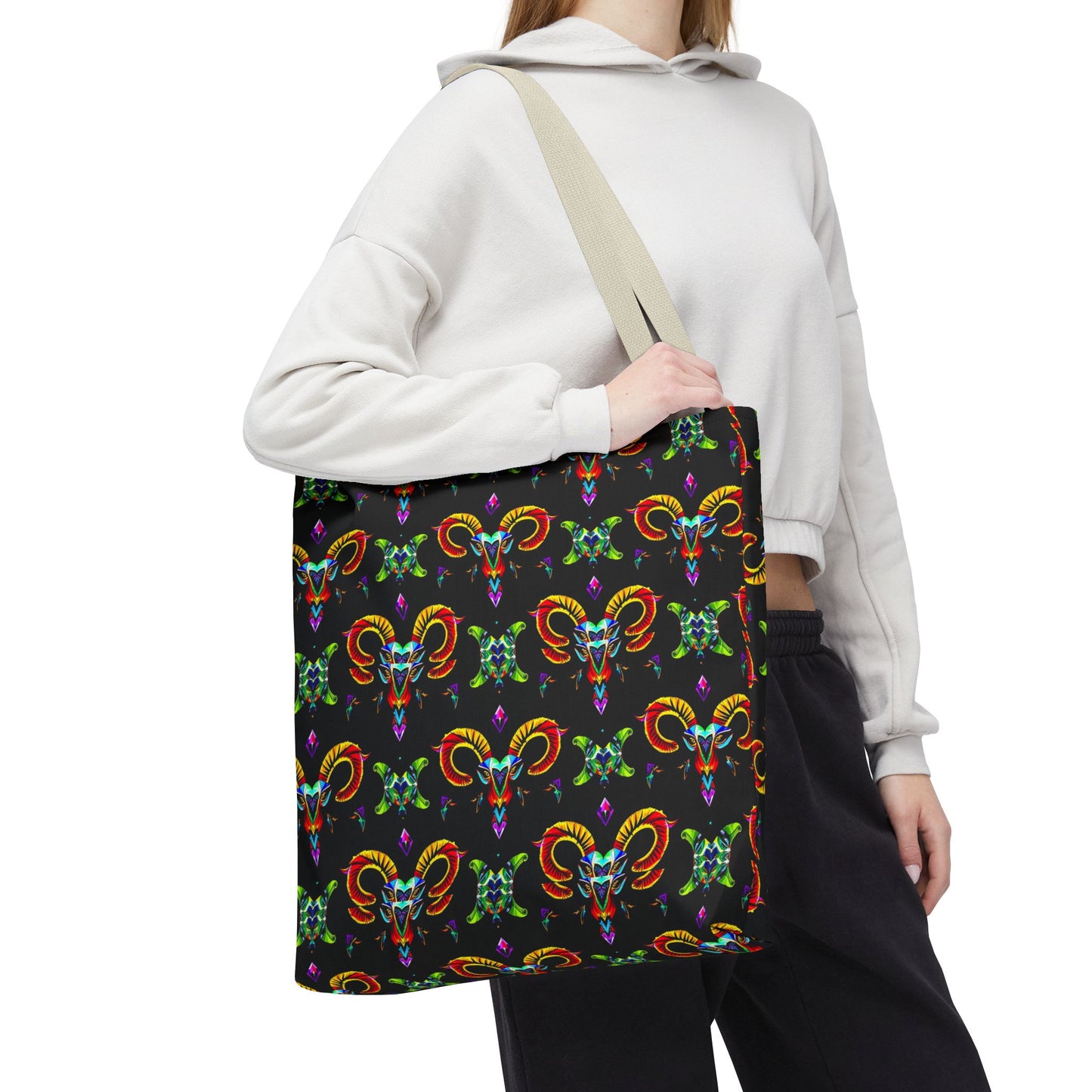 Tote Bag (AOP), Aries, Zodiac, Jewel Pattern
