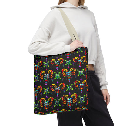 Tote Bag (AOP), Aries, Zodiac, Jewel Pattern