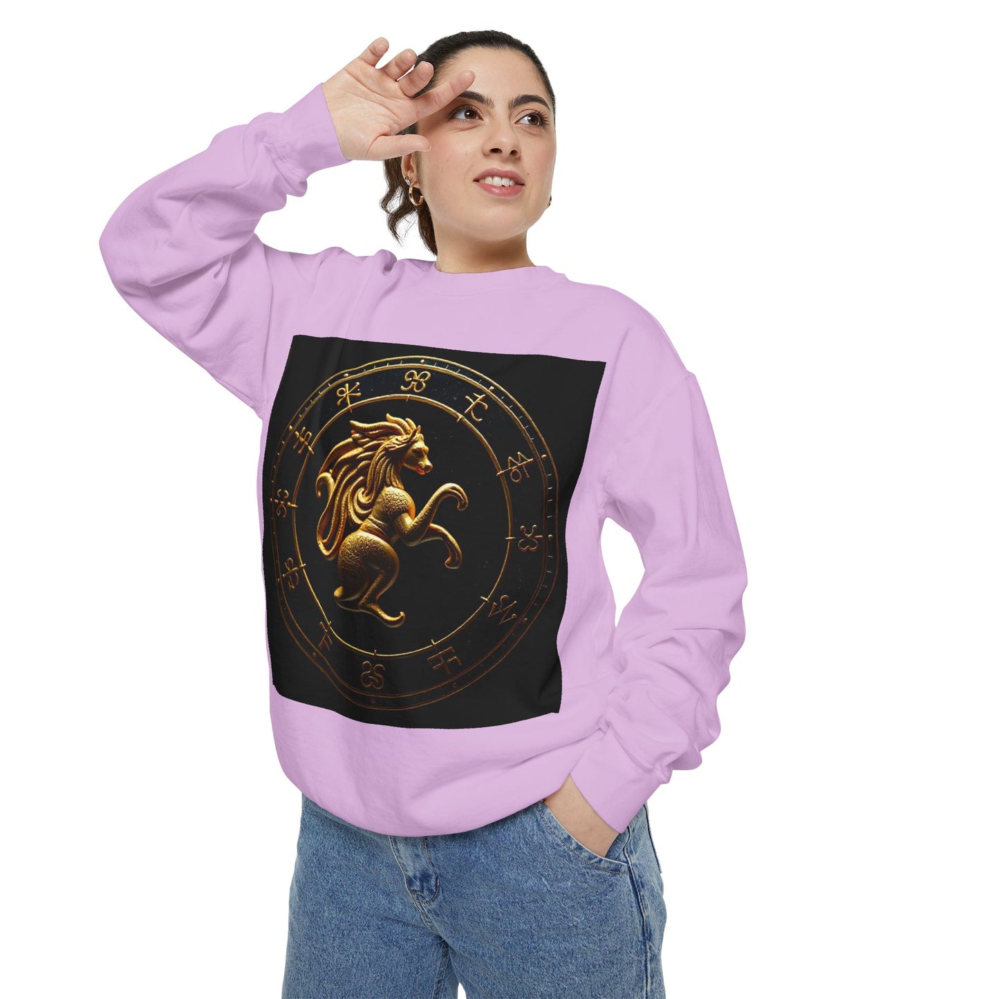 Garment-Dyed Sweatshirt, Unisex, Space Animal Design v1, Virgo