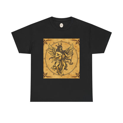 Unisex Heavy Cotton T-Shirt, Pencil Art v1, Gemini Zodiac Design