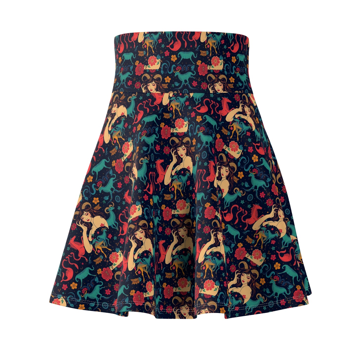 Women's Skater Skirt, (AOP), Capricorn, Zodiac, Sexy Pattern