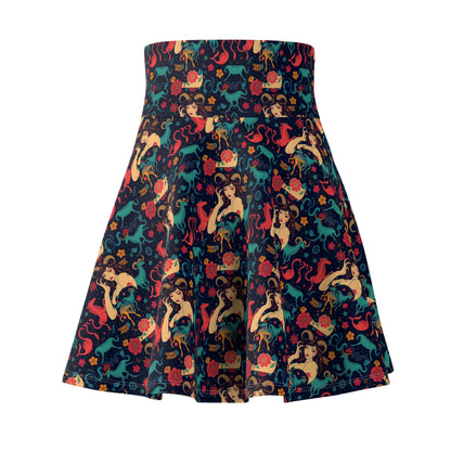 Women's Skater Skirt, (AOP), Capricorn, Zodiac, Sexy Pattern
